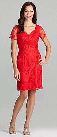 Tahari Short-Sleeve Lace Dress, $83.40