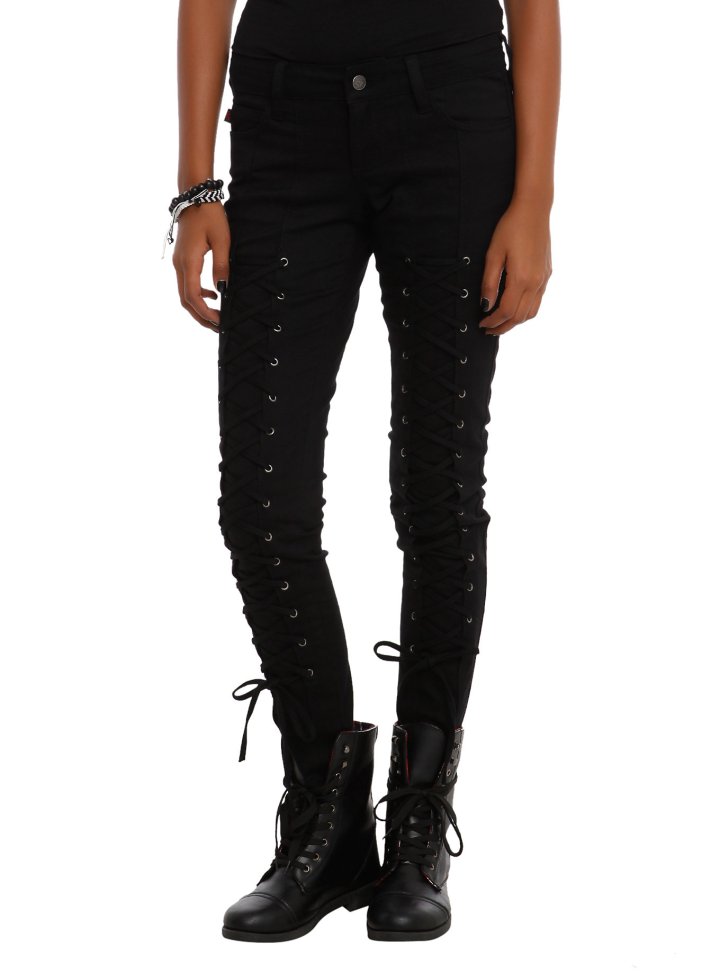 Royal Bones By Tripp Black Lace-Up Skinny Jeans, $27.19